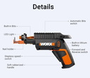 WORX 4V 6.35MM CORDLESS SCREWDRIVER [WX255]