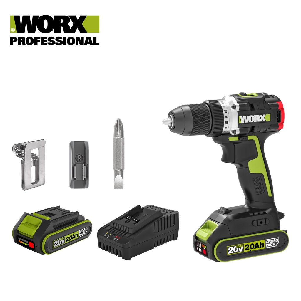 WORX 20V 13MM BRUSHLESS DRILL DRIVER 60NM [WU182.2]