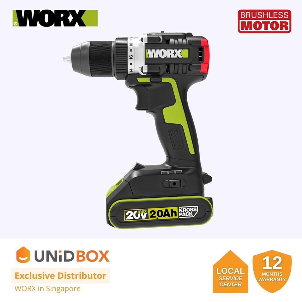 WORX 20V 13MM BRUSHLESS DRILL DRIVER 60NM [WU182.2]