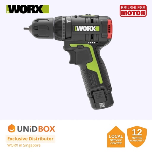 [08-12-00003] WORX 12V 10MM BRUSHLESS HAMMER DRILL 40NM [WU131X.4]