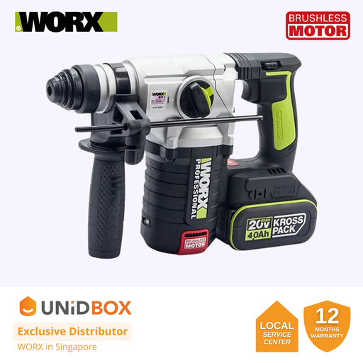 [08-12-00017] WORX 20V BRUSHLESS 24MM ROTARY HAMMER [WU388]