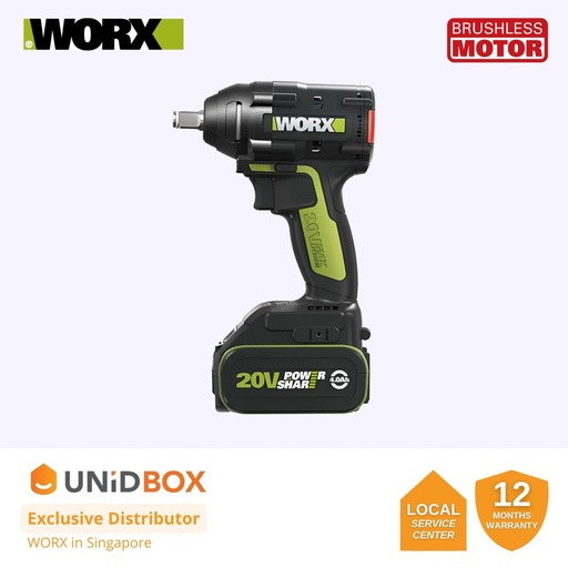 [08-12-00013] WORX 20V 400NM BRUSHLESS IMPACT WRENCH [WE272]