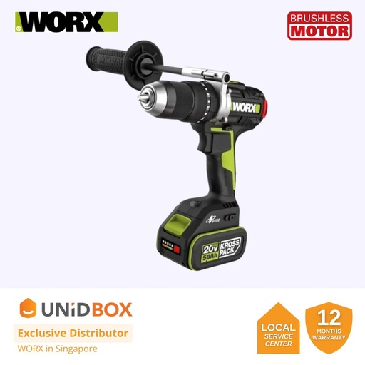 [08-12-00011] WORX 20V 13MM BRUSHLESS IMPACT DRILL [WU377]