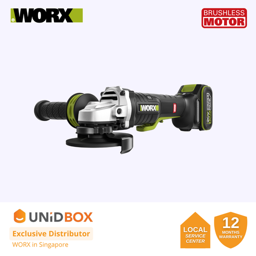 [08-13-00002] WORX 20V MAX BRUSHLESS 125MM ANGLE GRINDER [WU835]