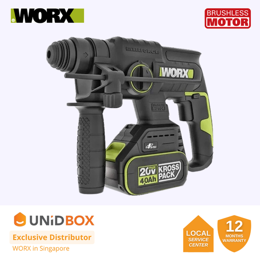 [08-12-00018] WORX 20V MAX BRUSHLESS 2KG 22MM ROTARY HAMMER [WU387]