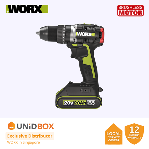 [08-12-00019] WORX 20V MAX BRUSHLESS HAMMER DRILL 60NM [WU369.2]